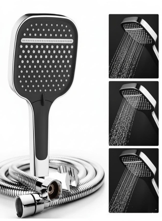 X-XONIER Multifunction ABS, Extra large HAND Shower 13 * 13 with 3 Way Function,150 CM Hose Pipe and Holding stand (chrome) - Image 1